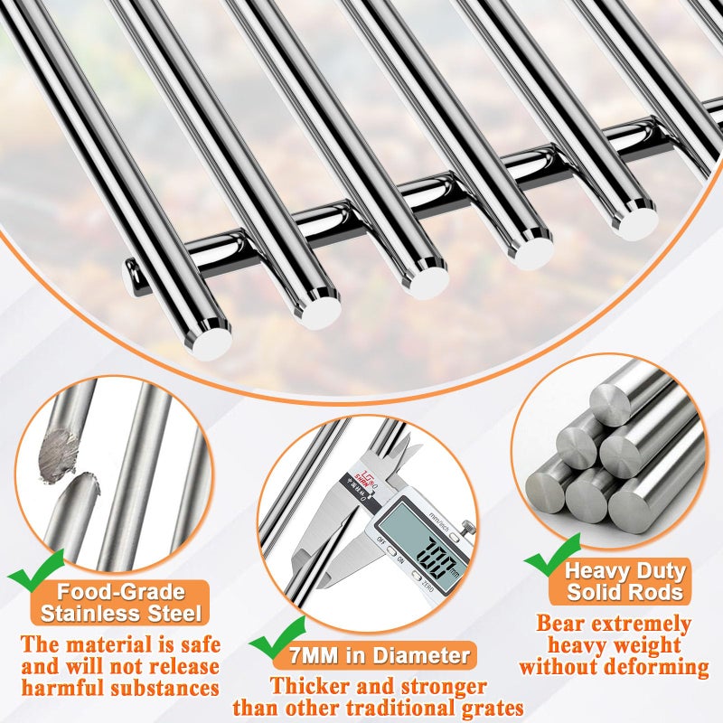 PETKAO 66089 Genesis II GS4 Grill Grates for Weber 4 Burner Genesis 2 GS4 Grill Parts Replacement Weber Genesis II/II LX 400 SER GBS II E410 E435 S435 Accessories 66097 Genesis 400 (2022 YRS) Stainless Steel - Image 5